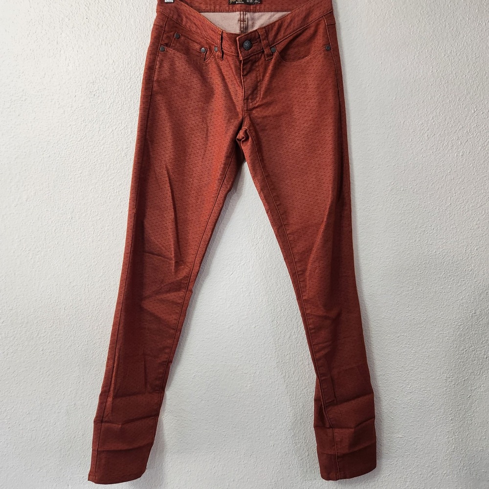 PrAna orange geometric pattern denim size 0/25 Organic Cotton Straight Leg